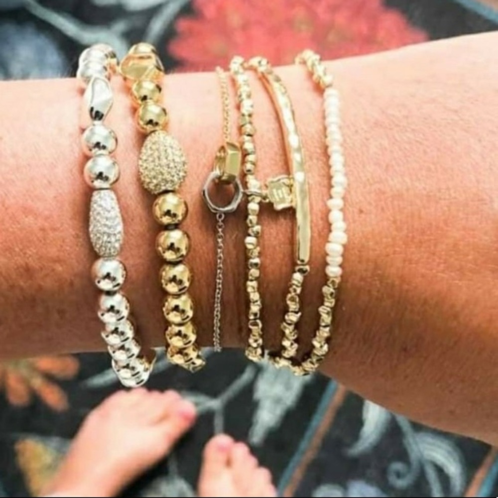 Stella & Dot Ultra Delicate Hardware Interlock Bracelet Mixed Metal Silv… - Picture 6 of 7
